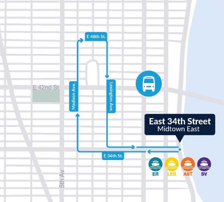 NYC Ferryのシャトルバス路線マップ